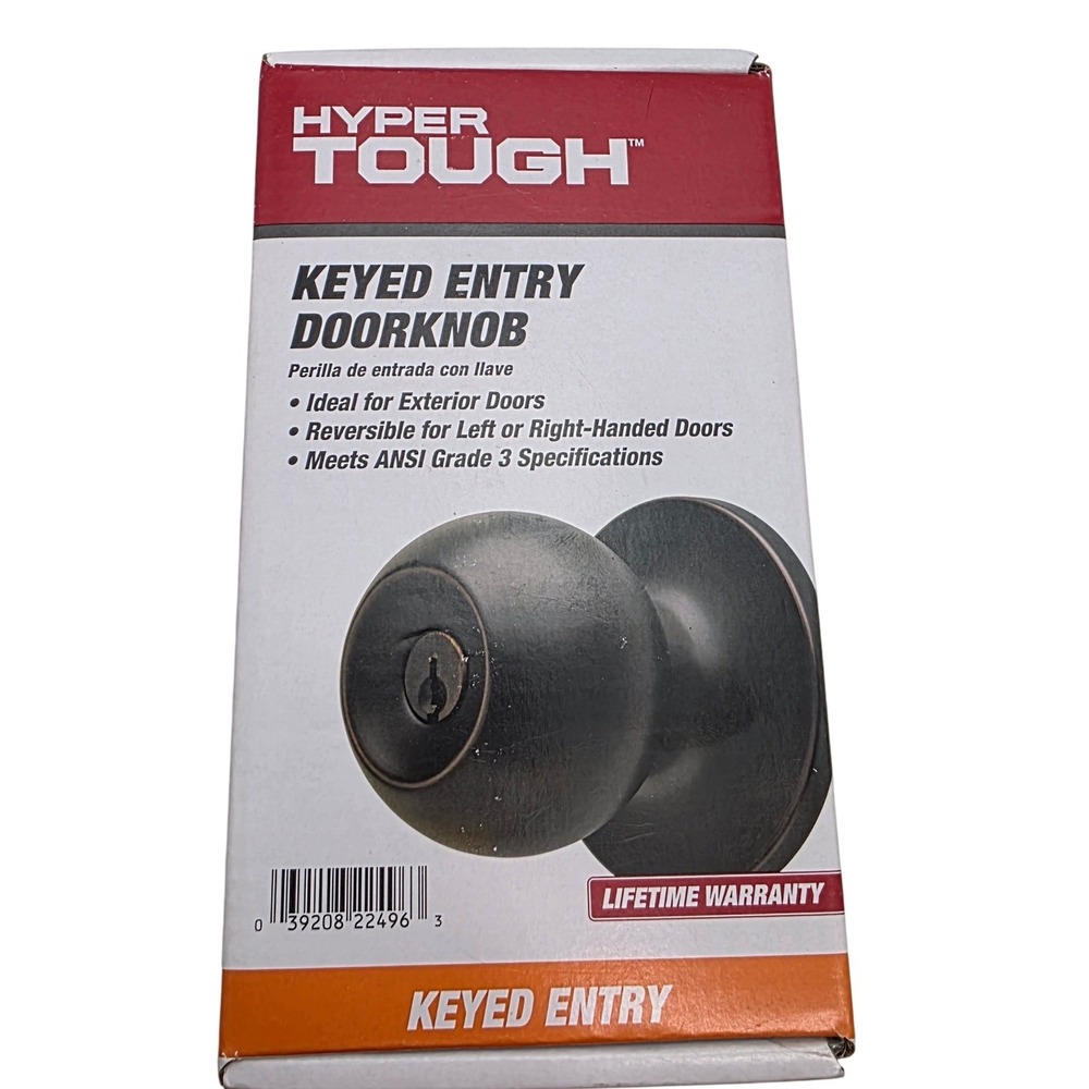 Hyper Tough Keyed Entry Doorknob Oil Rubbed Bronze HT3107-150-4 Exterior Door O9
